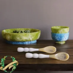RESIN Rio Large Oval Bowl with Base (Green and Blue)