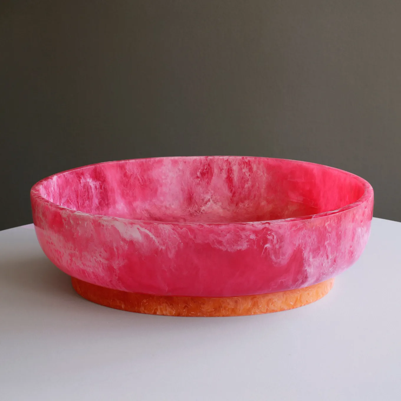 RESIN Rio Large Oval Bowl with Base (Pink and Orange)
