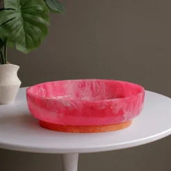 RESIN Rio Large Oval Bowl with Base (Pink and Orange)