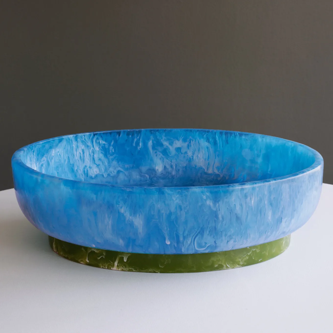 RESIN Rio Large Oval Bowl with Base (Blue and Green)
