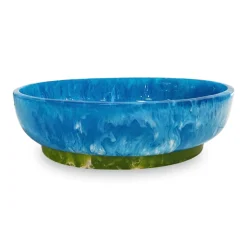 RESIN Rio Large Oval Bowl with Base (Blue and Green)