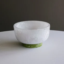 RESIN Rio Small Bowl with Base (White and Green)