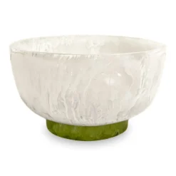 RESIN Rio Small Bowl with Base (White and Green)