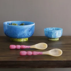 RESIN Rio Small Bowl with Base (Blue and Green)