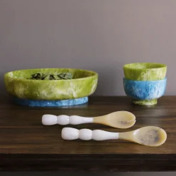 RESIN Rio Small Bowl with Base (Green and Blue)