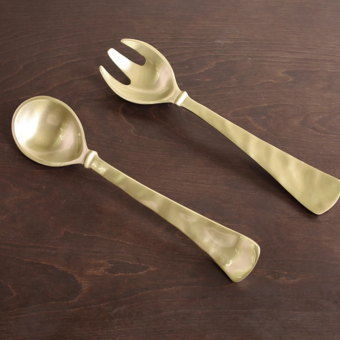 SIERRA MODERN Large Salad Servers (Brushed Gold)