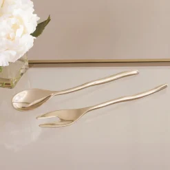 SIERRA MODERN Maia Large Salad Servers (Shiny Gold)