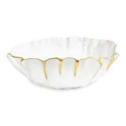THANNI Mystic Medium Round Bowl (White and Gold)