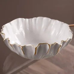 THANNI Mystic Medium Round Bowl (White and Gold)