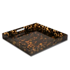 VIDA Acrylic Tortoise Large Square Tray With Handles