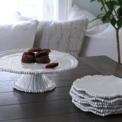 VIDA Alegria Pedestal Cake Plate White