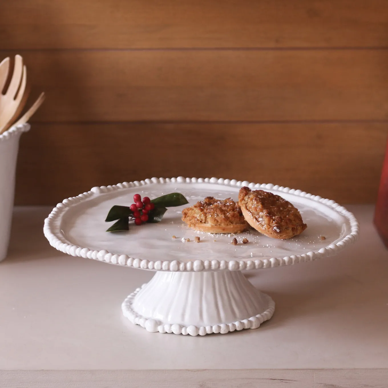 VIDA Alegria Pedestal Cake Plate White