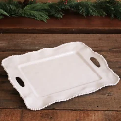 VIDA Alegria Rectangular Tray with Handles White