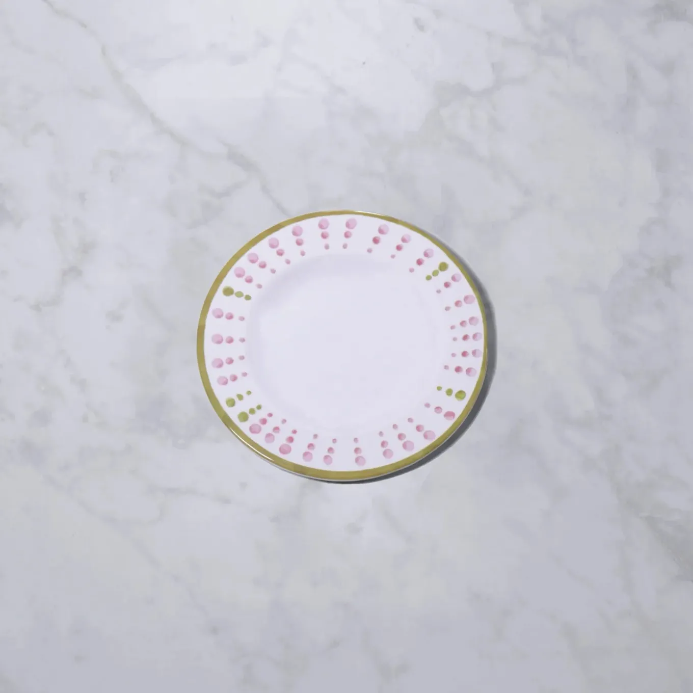 VIDA Athena Salad Plate 9.25" Set of 4 (Pink and Green dots)
