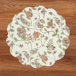 VIDA Autumn and Branches Reversible Round Placemats Set of 4 Persimmon