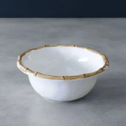 VIDA Bamboo 7.5" Cereal Bowl Set of 4 (White and Natural)