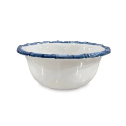 VIDA Bamboo 7.5" Cereal Bowl Set of 4 (White and Blue)