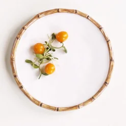 VIDA Bamboo 9" Salad Plate Set of 4 (White and Natural)