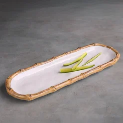 VIDA Bamboo Baguette Platter (White and Natural)