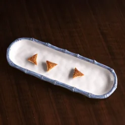 VIDA Bamboo Baguette Platter (White and Blue)