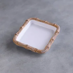 VIDA Bamboo Beverage Napkin Holder (White and Natural)