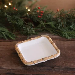 VIDA Bamboo Beverage Napkin Holder (White and Natural)