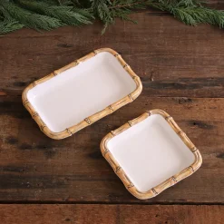 VIDA Bamboo Beverage Napkin Holder (White and Natural)