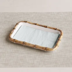 VIDA Bamboo Guest Towel Holder (White and Natural)