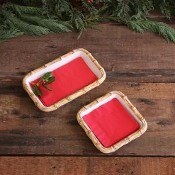 VIDA Bamboo Guest Towel Holder (White and Natural)