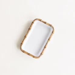 VIDA Bamboo Guest Towel Holder (White and Natural)