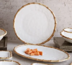VIDA Bamboo Large Oval Platter (White and Natural)