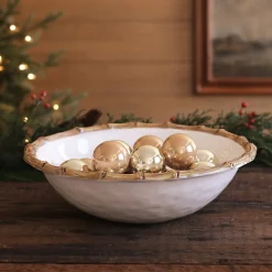 VIDA Bamboo Large Salad Bowl (White and Natural)