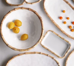 VIDA Bamboo Large Salad Bowl (White and Natural)