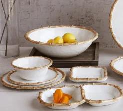 VIDA Bamboo Large Salad Bowl (White and Natural)