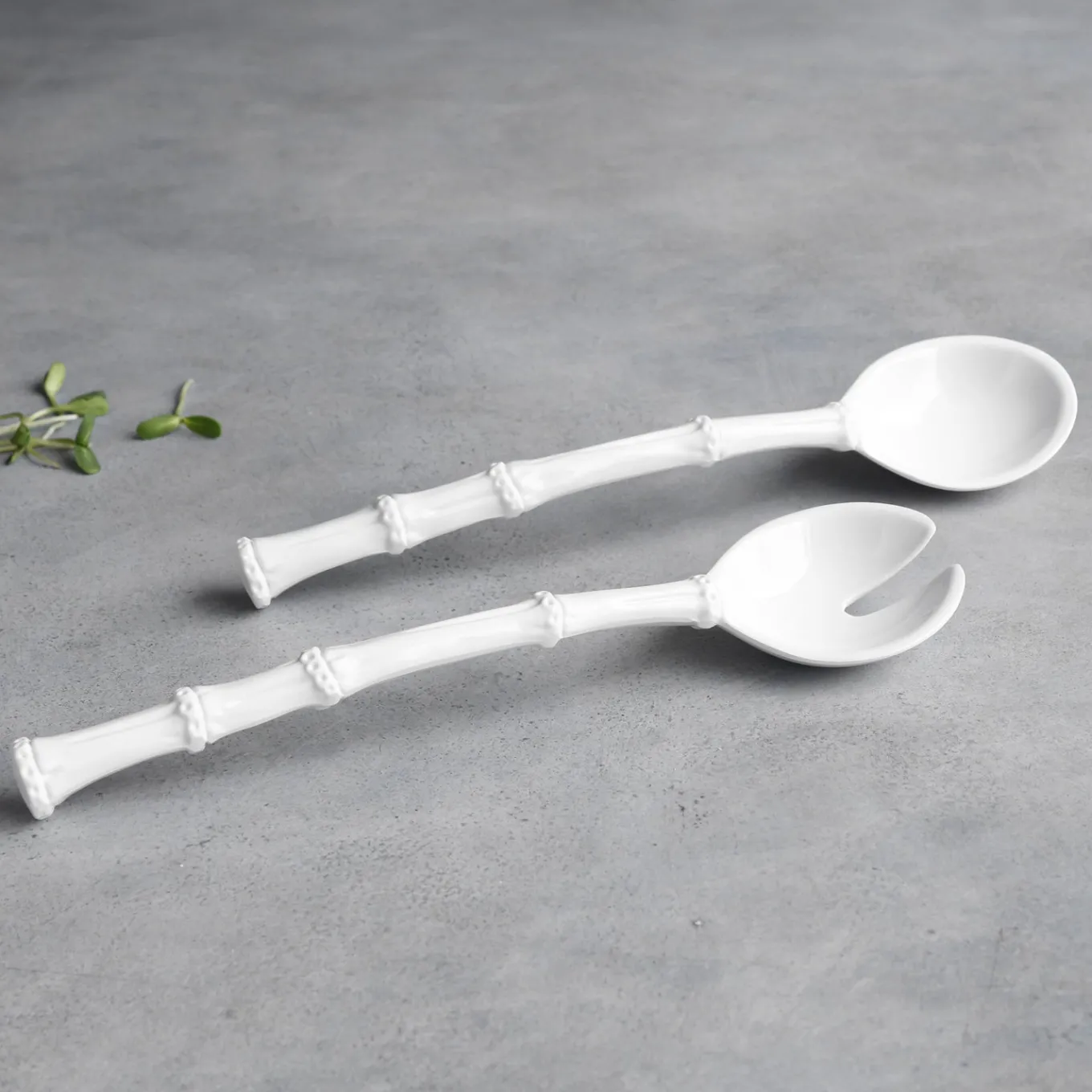 VIDA Bamboo Large Salad Servers (White)