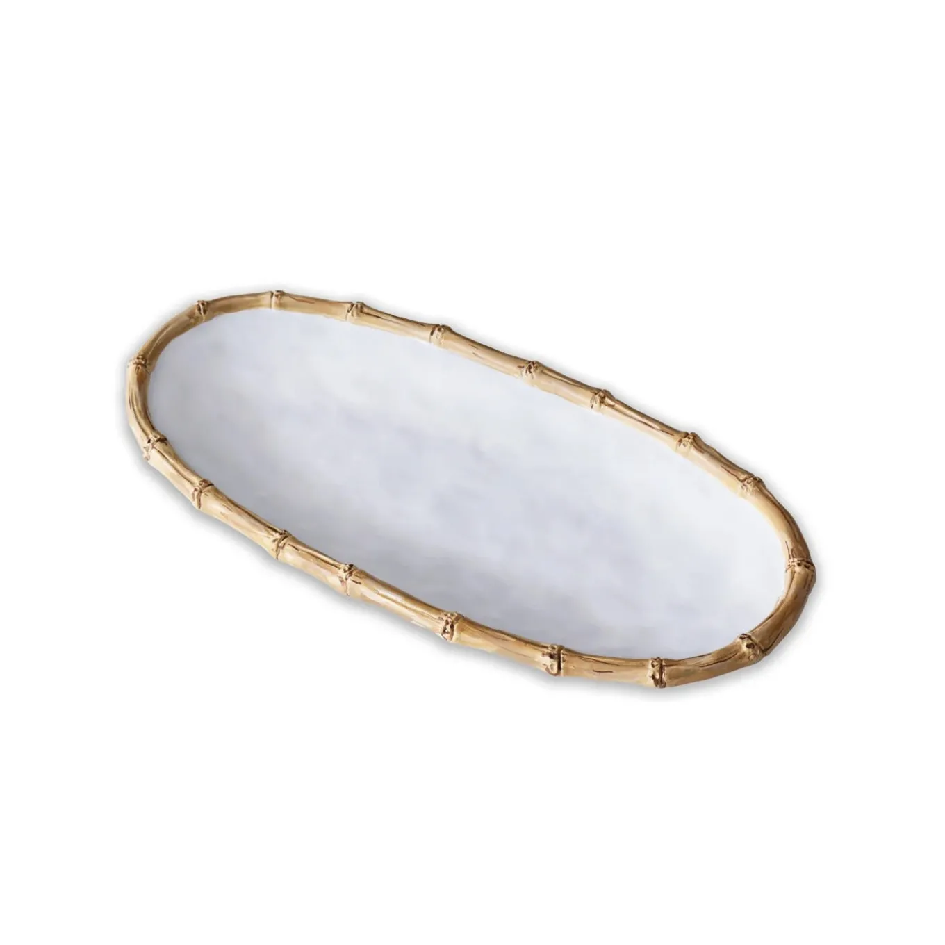 VIDA Bamboo Medium Oval Platter (White and Natural)