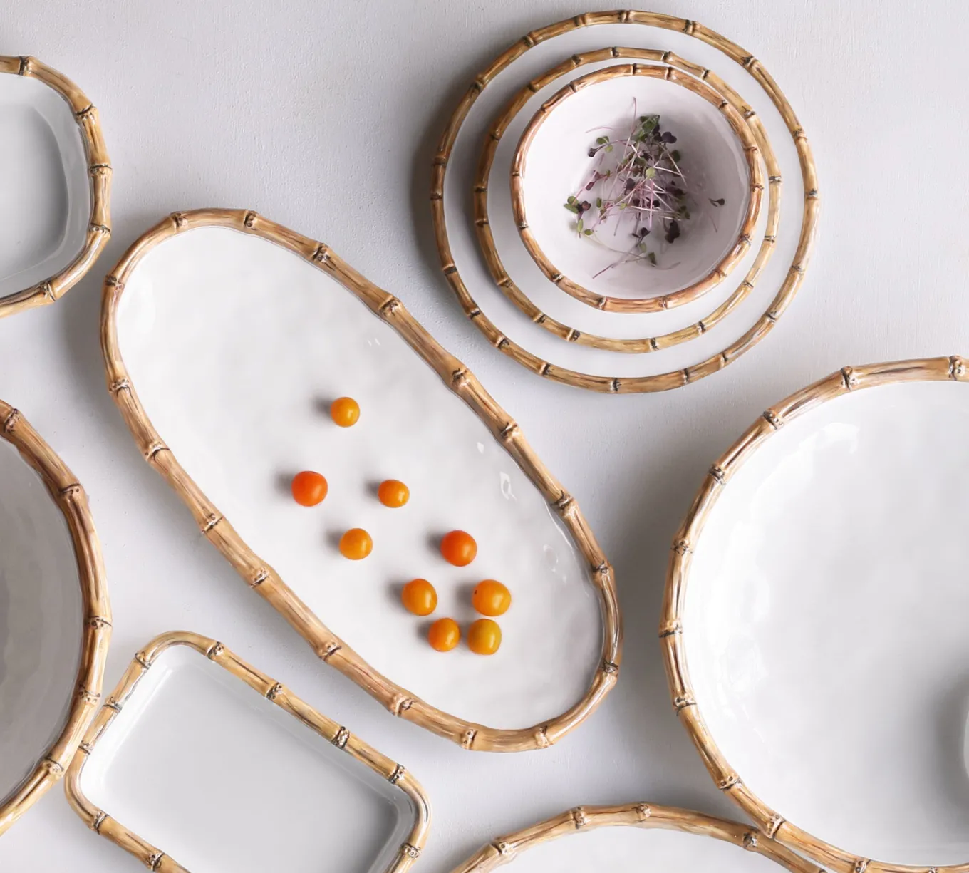 VIDA Bamboo Medium Oval Platter (White and Natural)