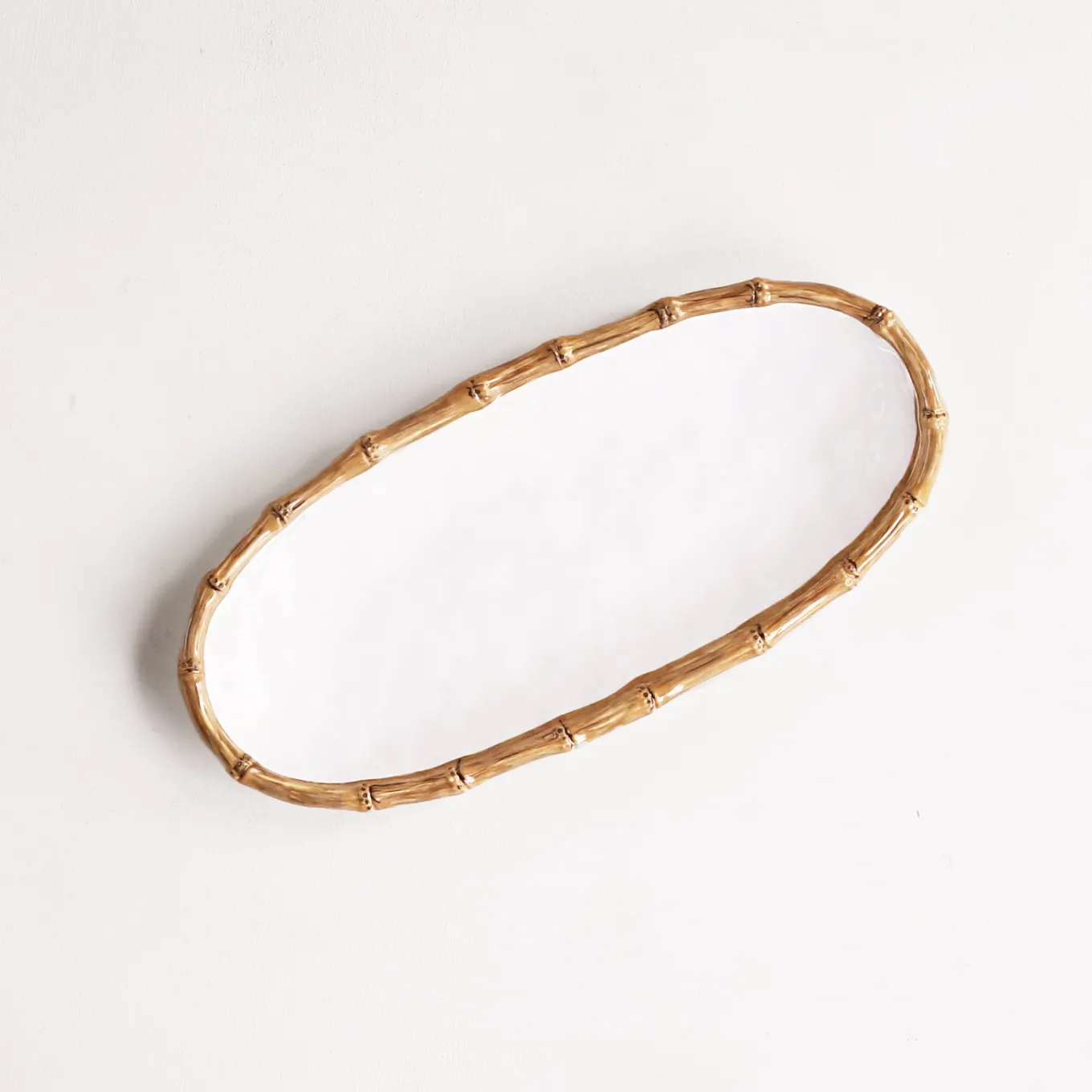 VIDA Bamboo Medium Oval Platter (White and Natural)