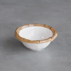 VIDA Bamboo Mini Dip Bowl (White and Natural)