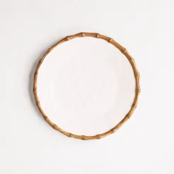 VIDA Bamboo Round Platter (White and Natural)