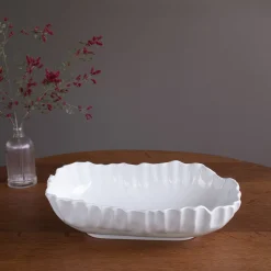 VIDA Bloom Pinched Large Oval Bowl (White)