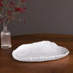 VIDA Bloom Pinched Large Oval Platter (White)