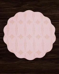 VIDA Blooms & Branches Reversible Round Placemats Set of 4 Pastel Pink