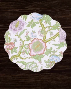 VIDA Blooms & Branches Reversible Round Placemats Set of 4 Pastel Pink