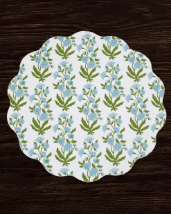 VIDA Blooms & Branches Reversible Round Placemats Set of 4 Teal & Gree