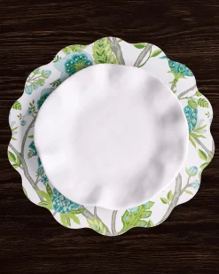 VIDA Blooms & Branches Reversible Round Placemats Set of 4 Teal & Gree