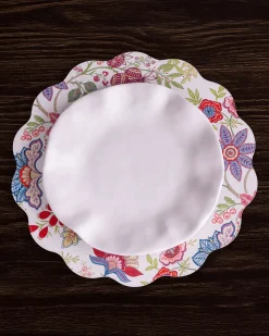 VIDA Blooms & Branches Reversible Round Placemats Set of 4 Periwinkle