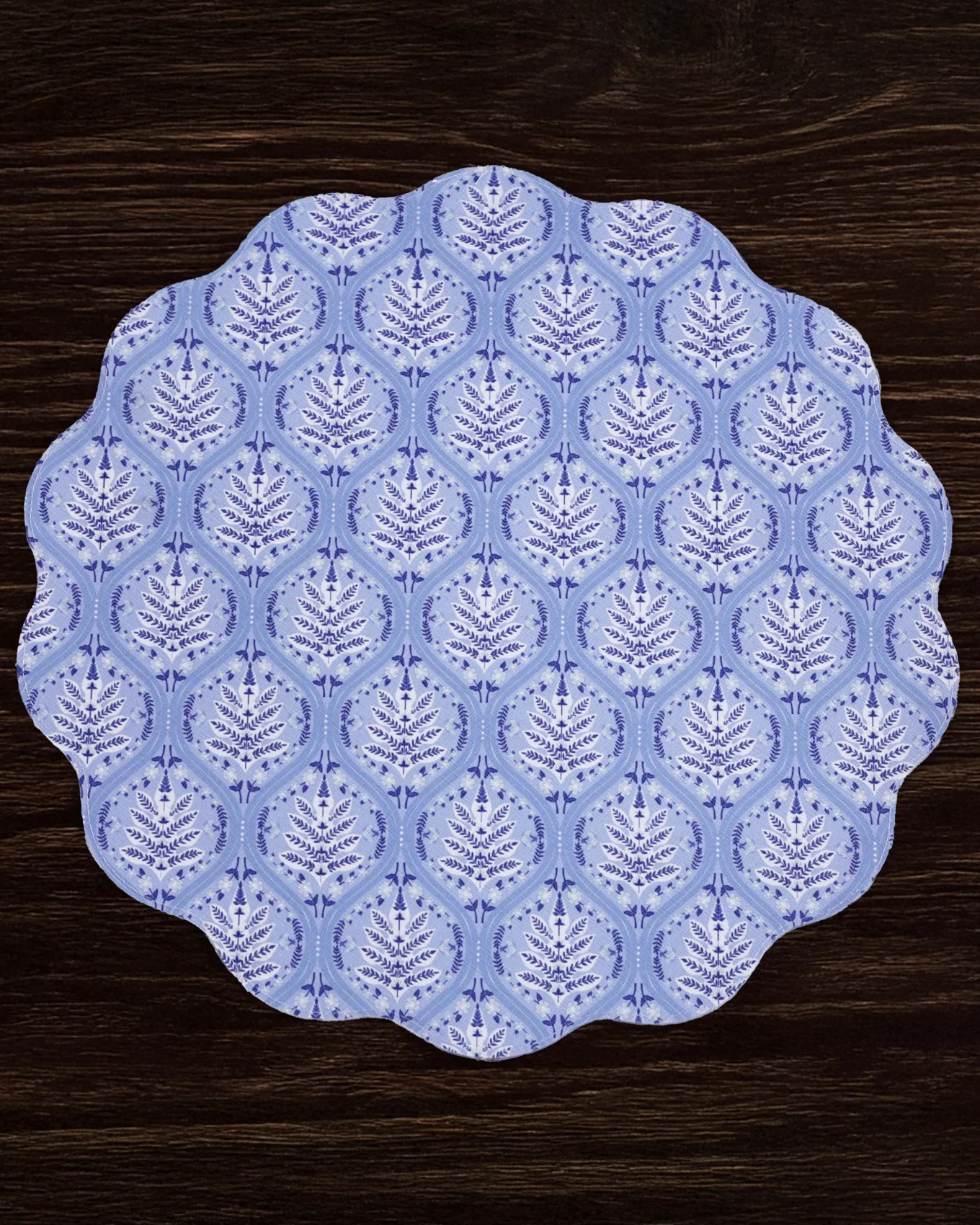 VIDA Blooms & Branches Reversible Round Placemats Set of 4 Navy & Gree