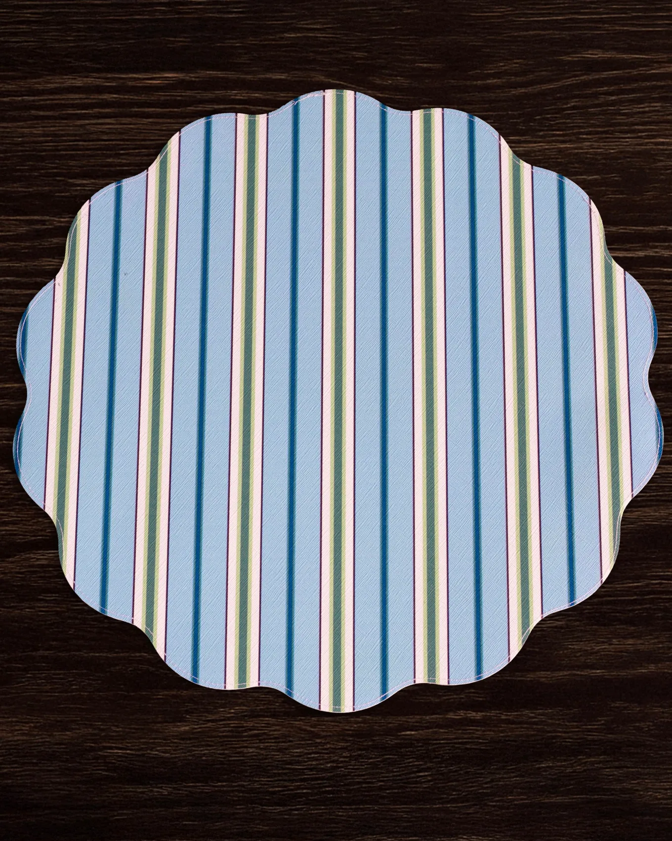 VIDA Bluebonnet & Stripes Reversible Round Placemats Set of 4 Blue & G
