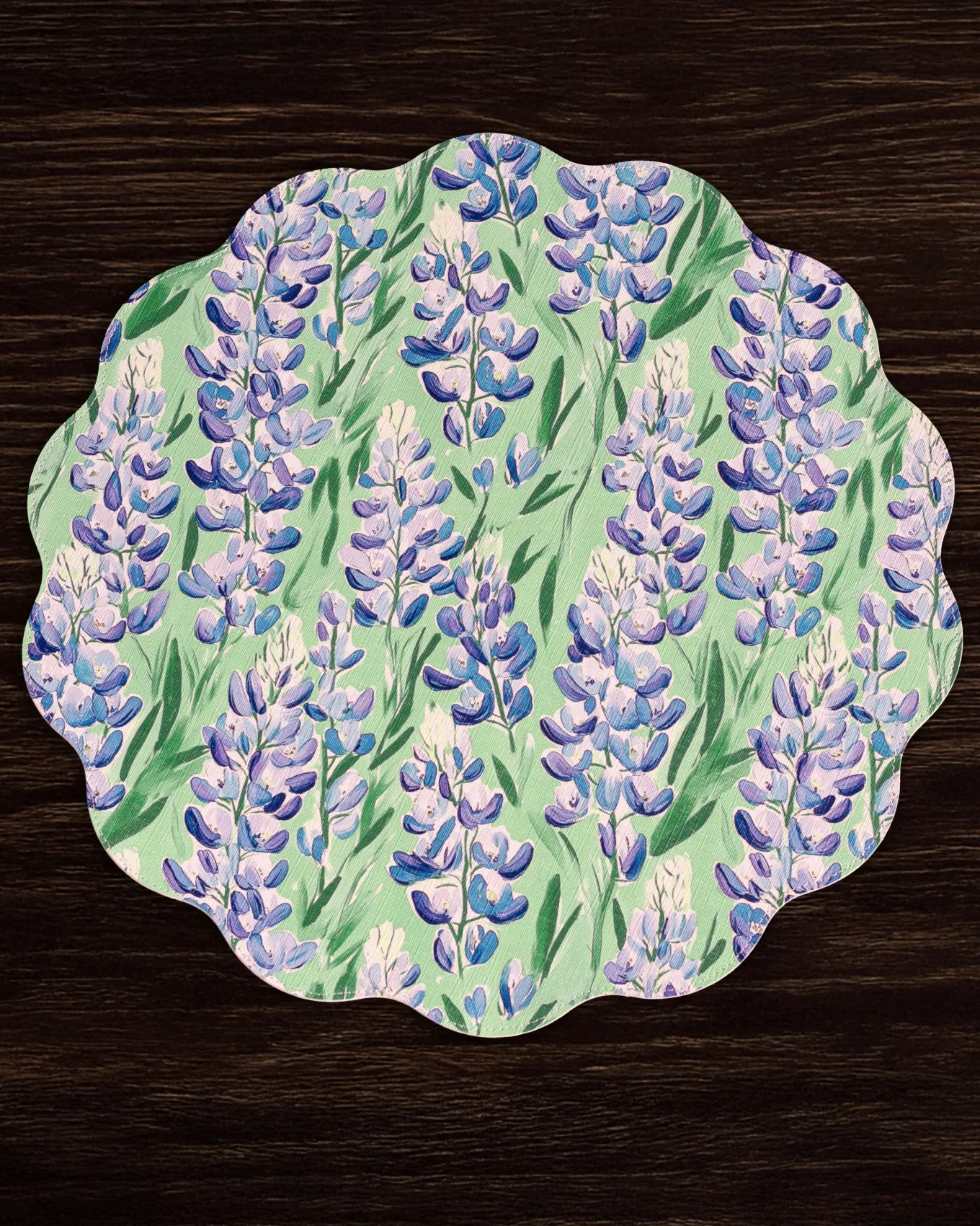 VIDA Bluebonnet & Stripes Reversible Round Placemats Set of 4 Blue & G